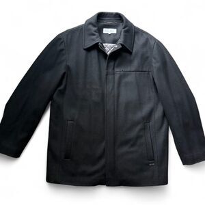 Calvin Klein Wool Blend, Black Overcoat Winter Jacket w/ Quilted Lining size L